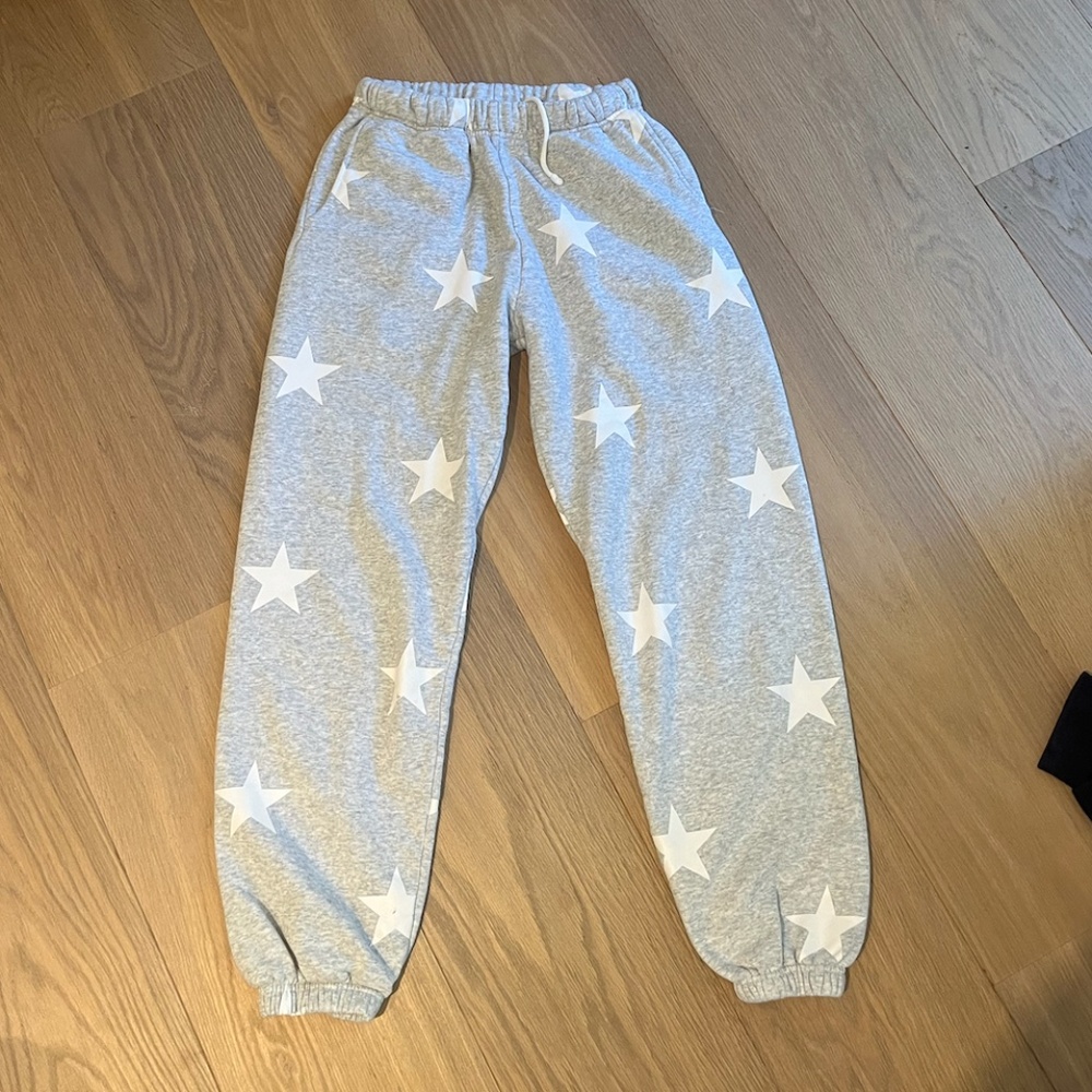 STARFIT Star Sweatpants Gray and White, Size M